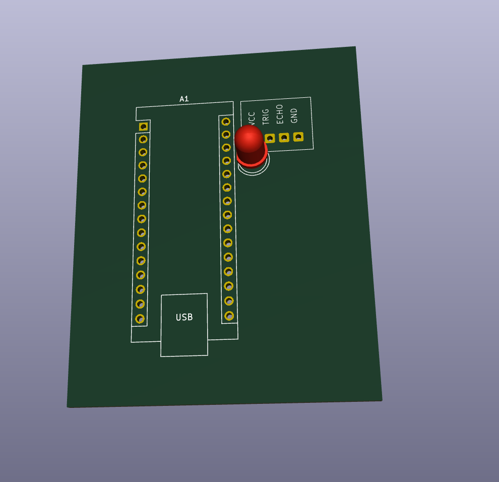 KiCad 3D render before copper routing